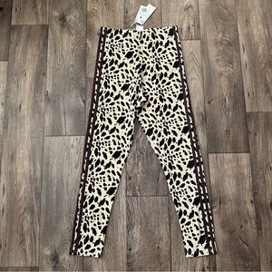 Adidas Animal Print 3-stripes Cotton Blend Leggings Women's Size M Brown Tan